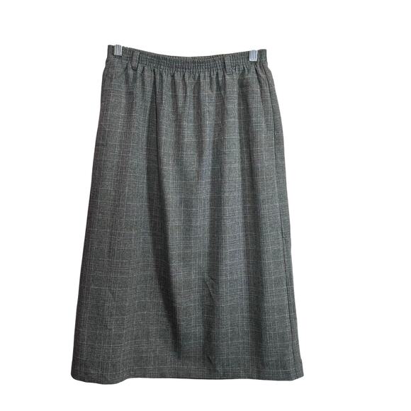 Alfred Dunner Black Check Plaid Pull On Straight Skirt Women's Size 10 Vintage - Picture 1 of 9